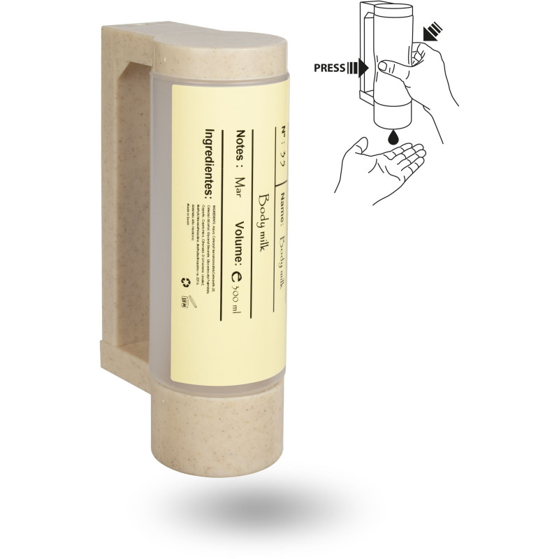 Soporte con botella BIO vacía de 400 ml para dispensar gel o champú