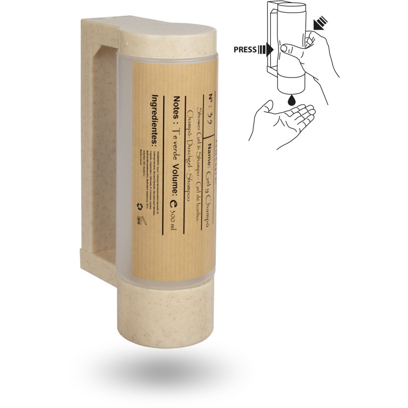 Soporte pared con dispensador recargable de 400 ml para hoteles