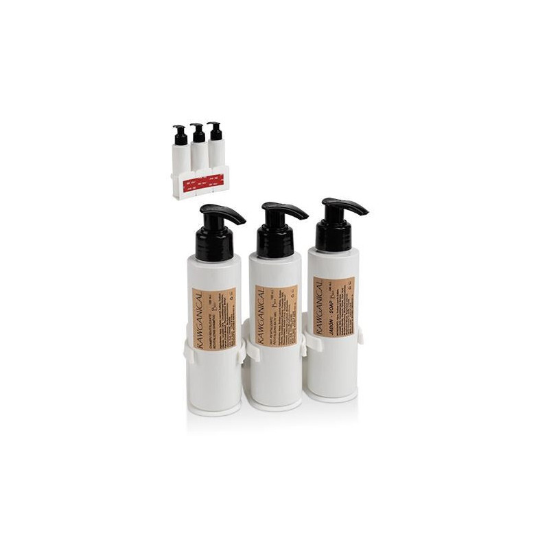 Soporte triple con botellas dispensadoras de 100ml