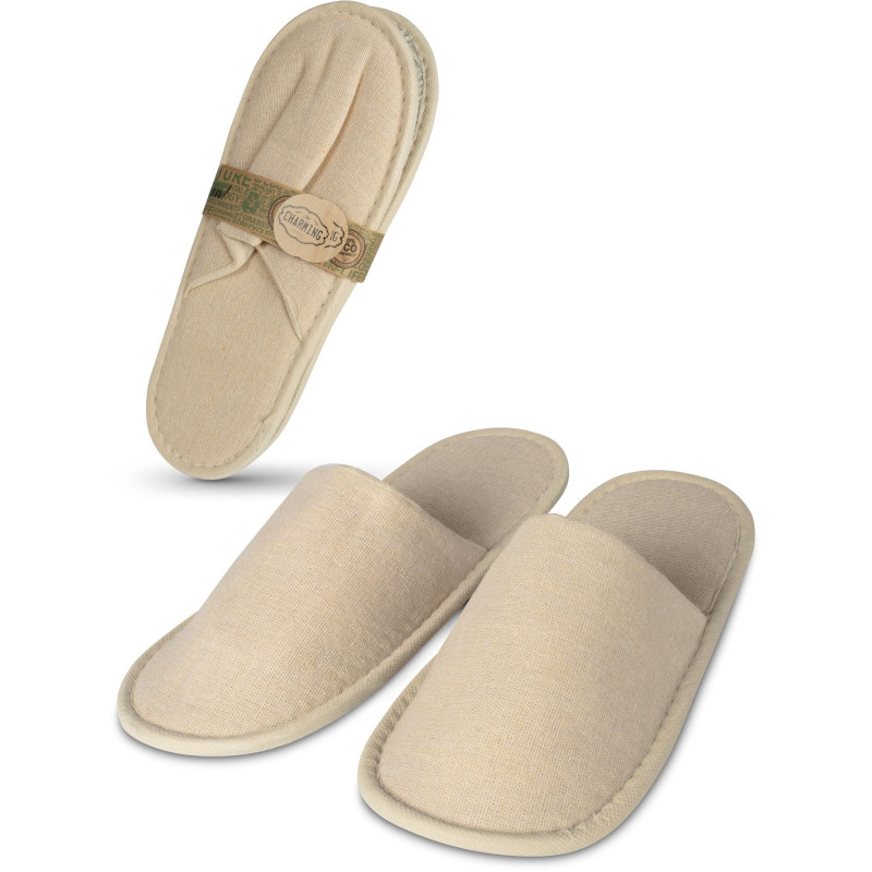 Pantoufles avec étui Bio coloris naturel - 30 pair