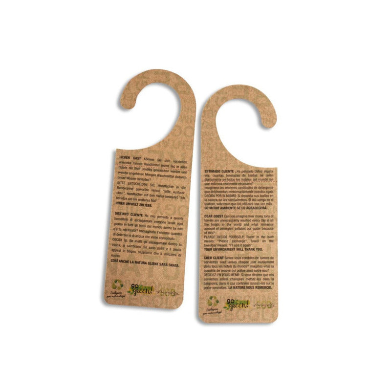 Bio hanger for towels with water saving message