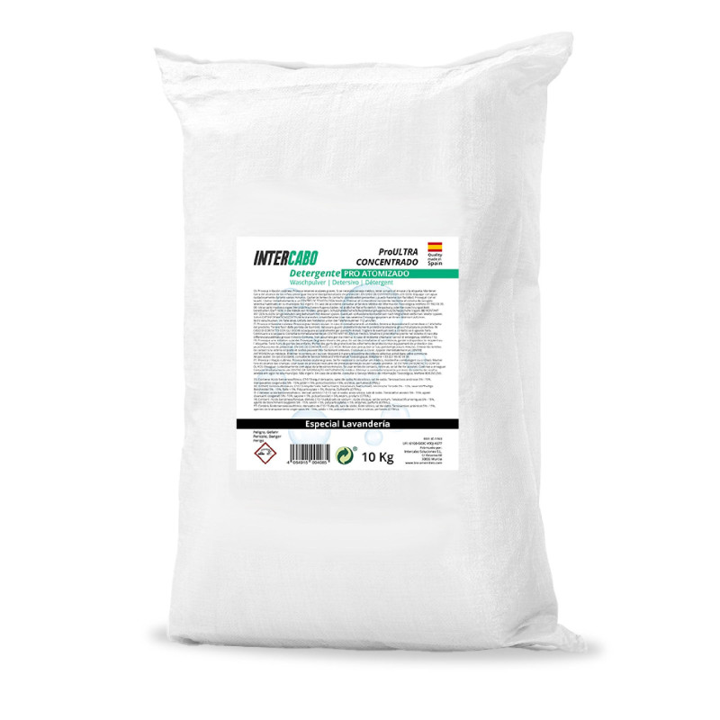 Detergente en polvo atomizado con oxigeno activo