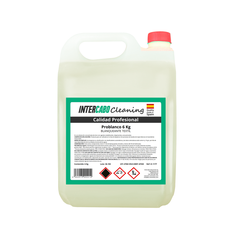 Blanchissant textile au chlore pour hôtels 5L