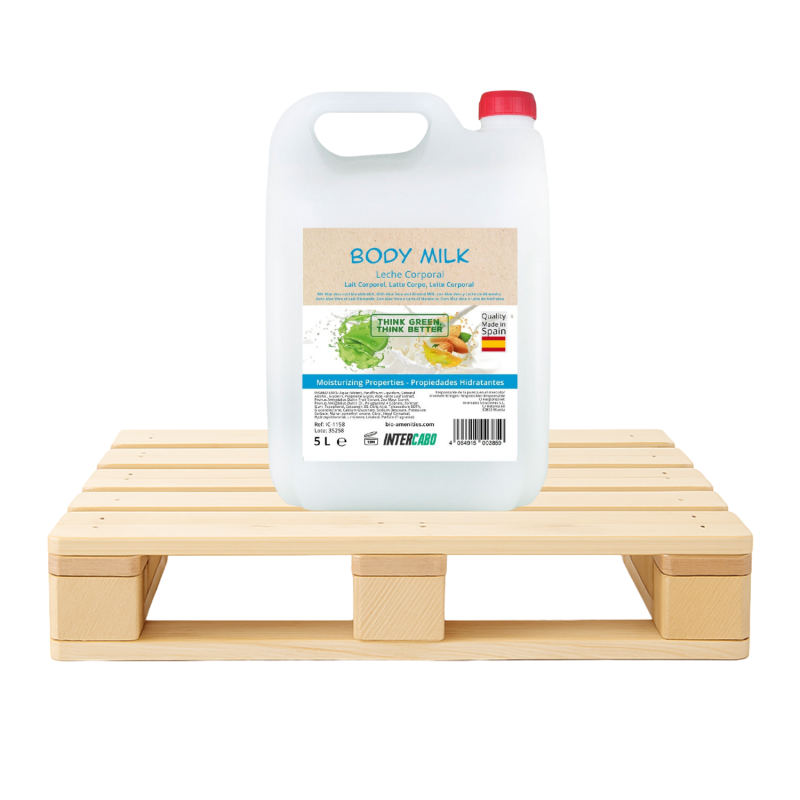 180 x Taniche da 5 L Latte Corpo Aloe Vera & Latte di Mandorla