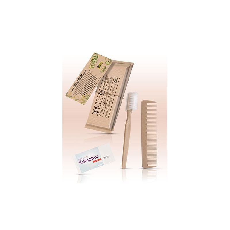 Kit com 2 unidades com kit dental e pente com cordão para amenities de hotel