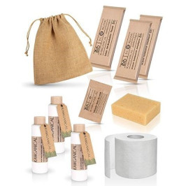 Kit de higiene semanal presentado en bolsa de tela
