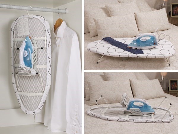 Ironing board with iron for wardrobe