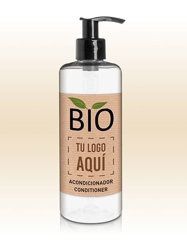 16 bouteilles apr&egrave;s-shampooing 300ml avec distributeur personnalis&eacute; Go Green Bio.