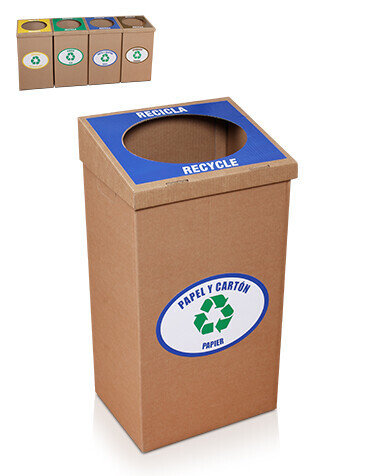 Poubelle de recyclage robuste (Papier et carton) pour les parties communes. Cadeau 10 sacs bleus 100 litres.