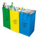 Set 3 sacs de recyclage, verre, plastique et papier-carton.