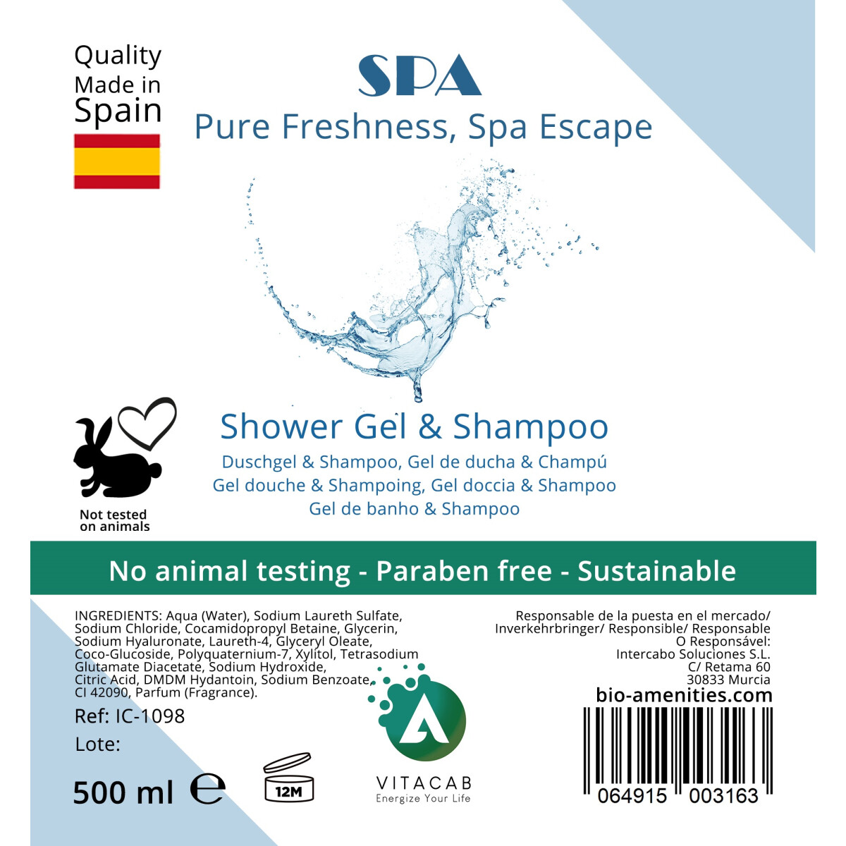 Sample Vitacab SPA 2in1 Shampoo/Shower Gel 500ml