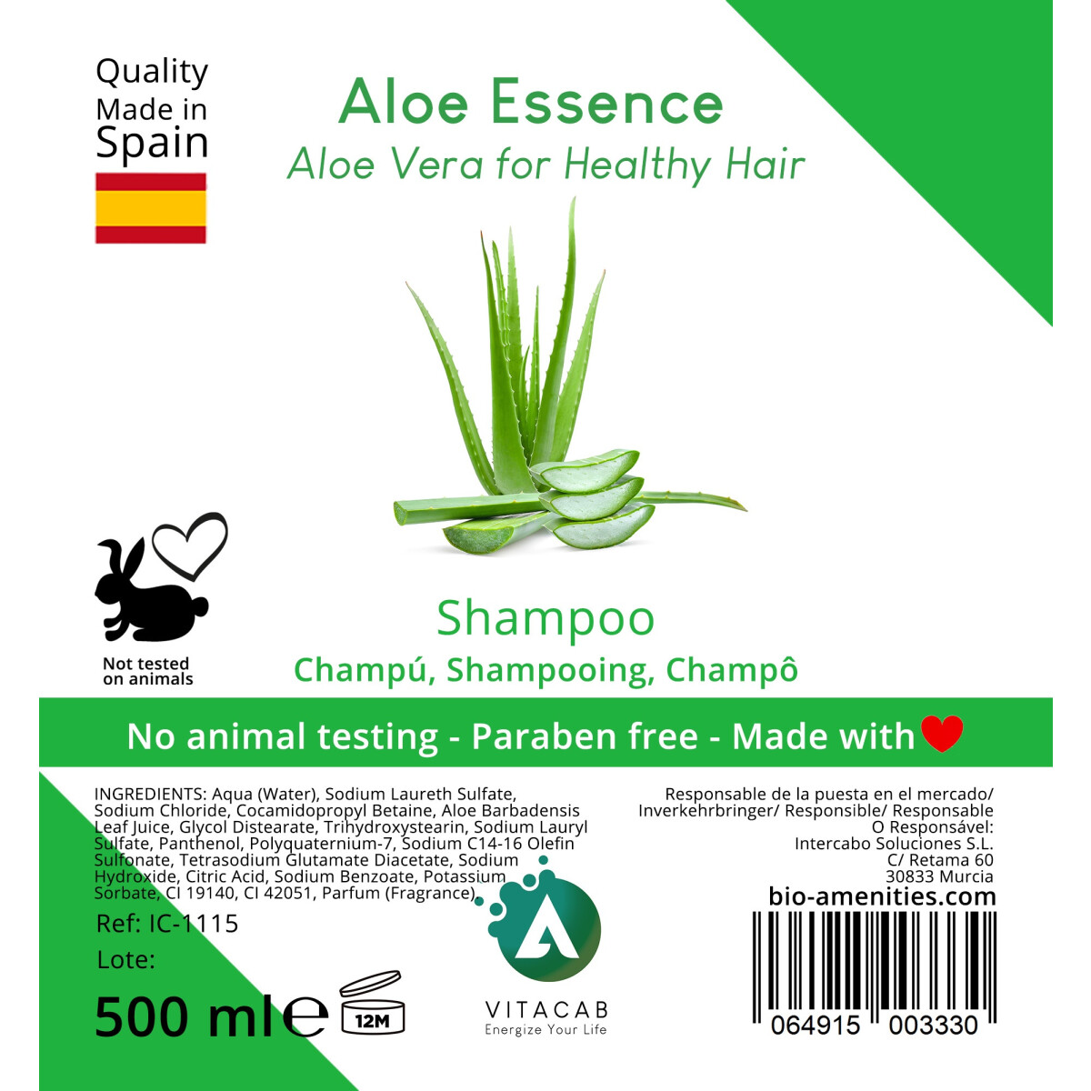 Echantillon Shampooing Aloe Vera Vitacab 500ml
